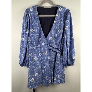 EShakti Wayward Fancies Wrap Top Floral Puff Sleeve Blue cottagecore romantic
